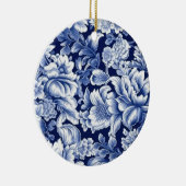 Indigo Blue Flowers Keramisch Ornament (Rechts)