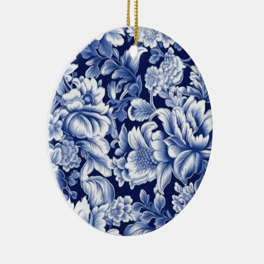 Indigo Blue Flowers Keramisch Ornament (Rechts)