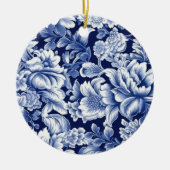 Indigo Blue Flowers Keramisch Ornament (Voorkant)