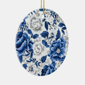 Indigo Blue Flowers Keramisch Ornament (Rechts)