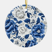 Indigo Blue Flowers Keramisch Ornament (Voorkant)