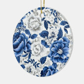 Indigo Blue Flowers Keramisch Ornament (Links)