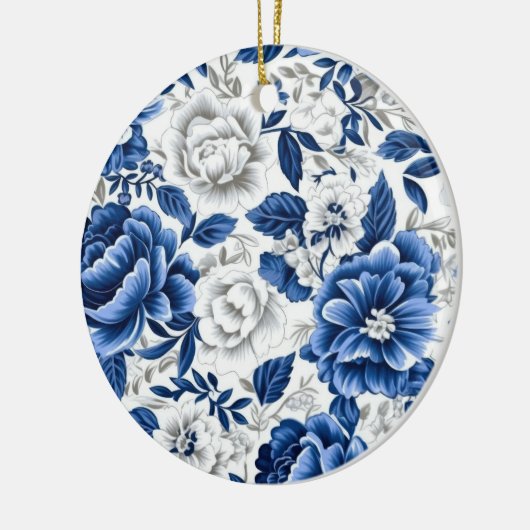 Indigo Blue Flowers Keramisch Ornament (Links)