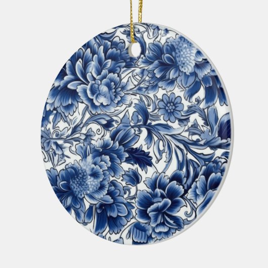 Indigo Blue Flowers Keramisch Ornament (Links)