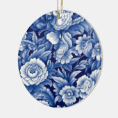 Indigo Blue Flowers Keramisch Ornament (Links)
