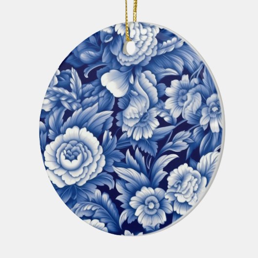 Indigo Blue Flowers Keramisch Ornament (Links)