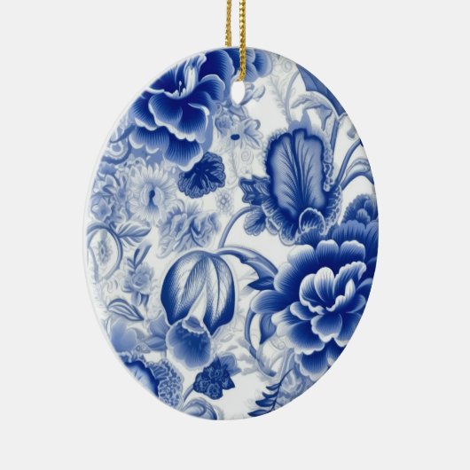 Indigo Blue Flowers Keramisch Ornament (Rechts)
