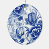 Indigo Blue Flowers Keramisch Ornament (Links)