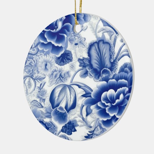 Indigo Blue Flowers Keramisch Ornament (Links)