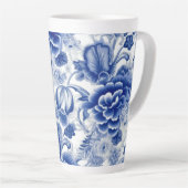 Indigo Blue Flowers Latte Mok (Rechterhoek)