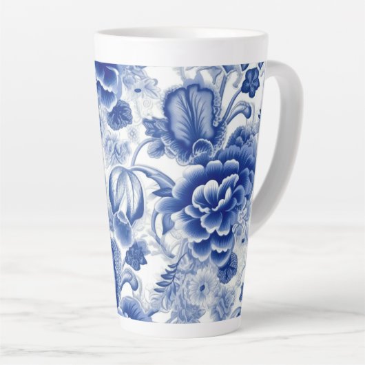 Indigo Blue Flowers Latte Mok (Rechterhoek)