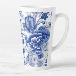 Indigo Blue Flowers Latte Mok