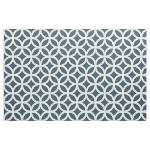 Indigo Blue Geometric Pattern Fabric Stof