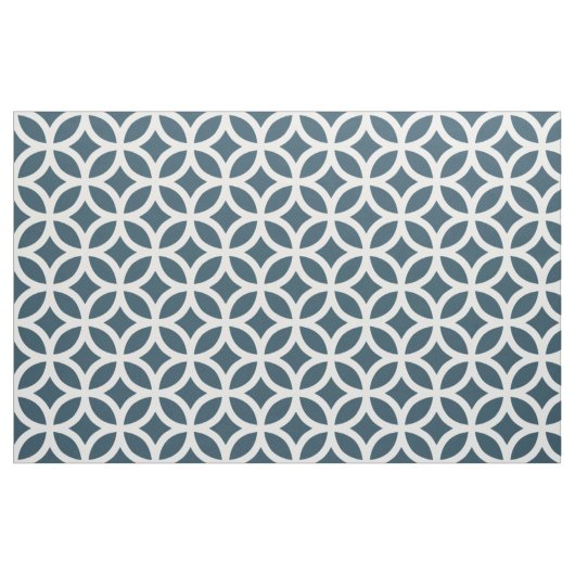Indigo Blue Geometric Pattern Fabric Stof (Yard (91,4 cm))
