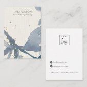 Indigo Blue Gold Abstract 2-peuterdisplay Visitekaartje (Voorkant / Achterkant)