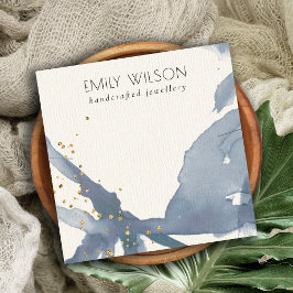 Indigo Blue Gold Abstract Ketting Band Sjabloon Vierkante Visitekaartje