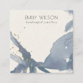 Indigo Blue Gold Abstract Ketting Band Sjabloon Vierkante Visitekaartje (Voorkant)