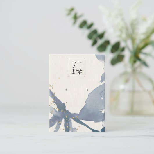 Indigo Blue Gold Abstract Oorsprongsvertoning Logo Visitekaartje (Staand voorkant)