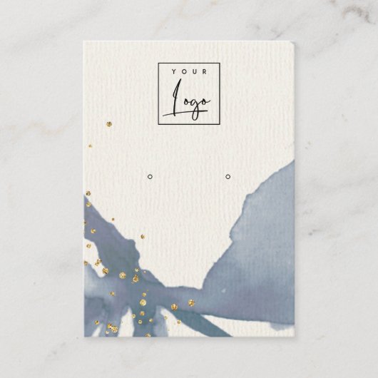 Indigo Blue Gold Abstract Oorsprongsvertoning Logo Visitekaartje (Voorkant)