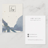 Indigo Blue Gold Abstract Oorsprongsvertoning Logo Visitekaartje (Voorkant / Achterkant)