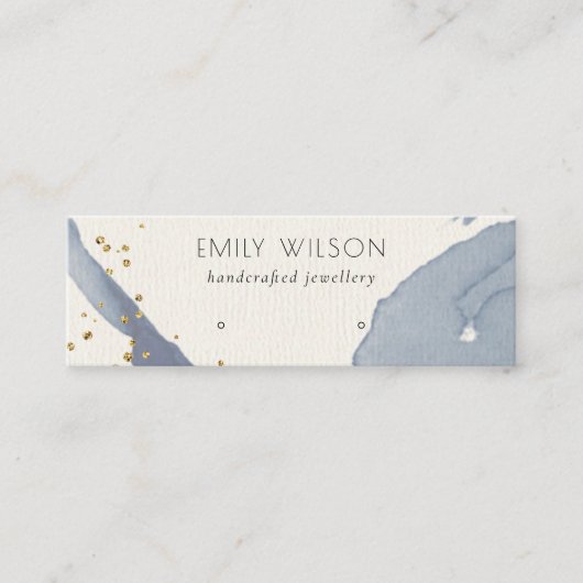 Indigo Blue Gold Abstract Stud voor beeldscherm Mini Visitekaartje (Voorkant)