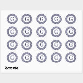 Indigo Blue Greek Key Monogram Envelope Seals Ronde Sticker (Vel)