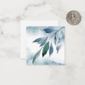 Indigo Blue Green Abstracte Leaves Notitiekaartje (Voorkant / Achterkant in situ)