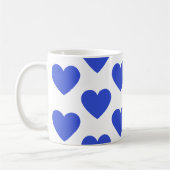 Indigo blue harten leuke mok met witte koffie (Links)