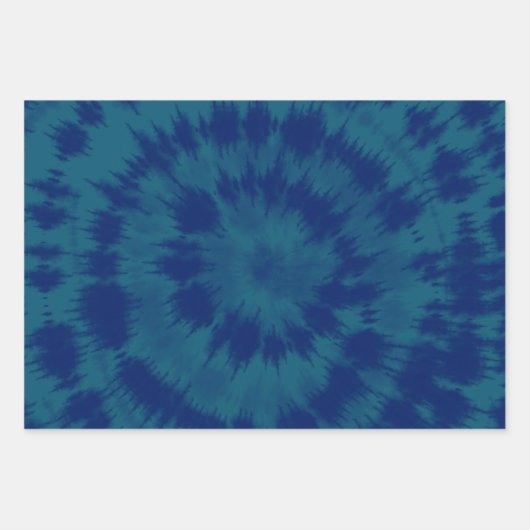 Indigo Blue Hippie Tie Dye Abstract Design Inpakpapier Vel (Voorkant)