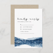 INDIGO BLUE LAKE MOUNTAINS SNOWFALL WEDDING RSVP INFORMATIEKAARTJE (Voorkant / Achterkant)