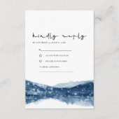 INDIGO BLUE LAKE MOUNTAINS SNOWFALL WEDDING RSVP INFORMATIEKAARTJE (Voorkant)
