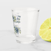 Indigo Blue Leaves Border Monogram Shot Glas (Rechts)