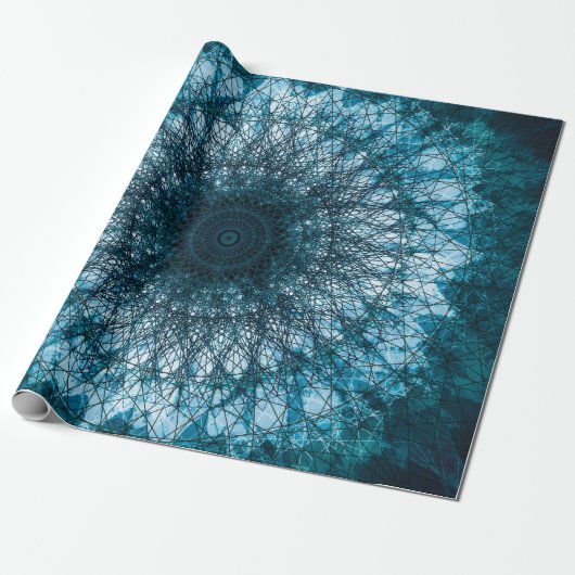 Indigo Blue Mandala Cadeaupapier (Uitgerold)