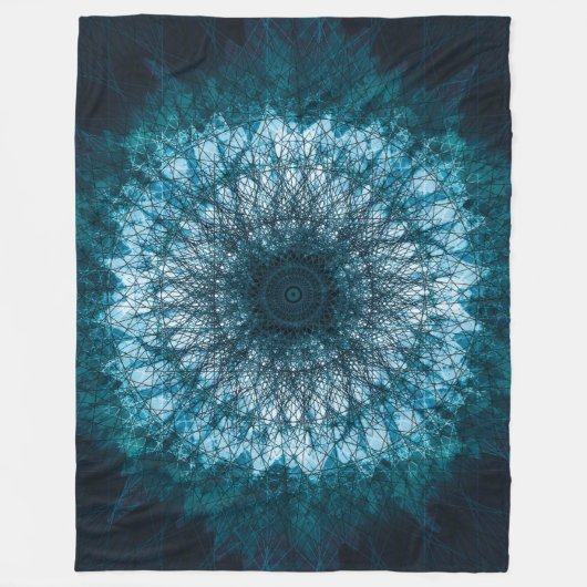 Indigo Blue Mandala Fleece Deken (Voorkant)