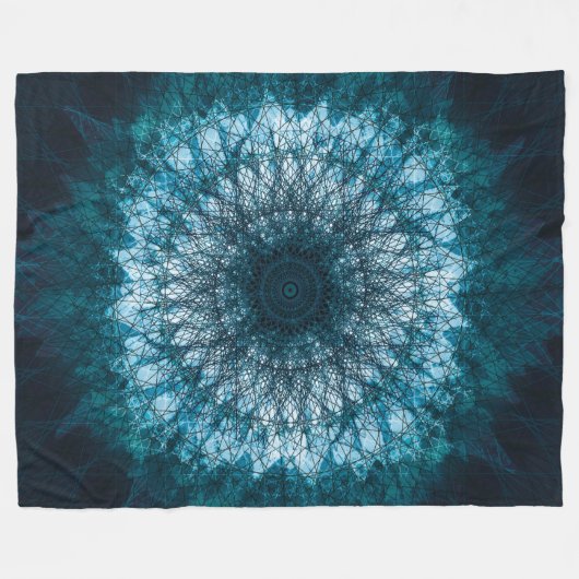 Indigo Blue Mandala Fleece Deken (Voorkant (Horizontaal))