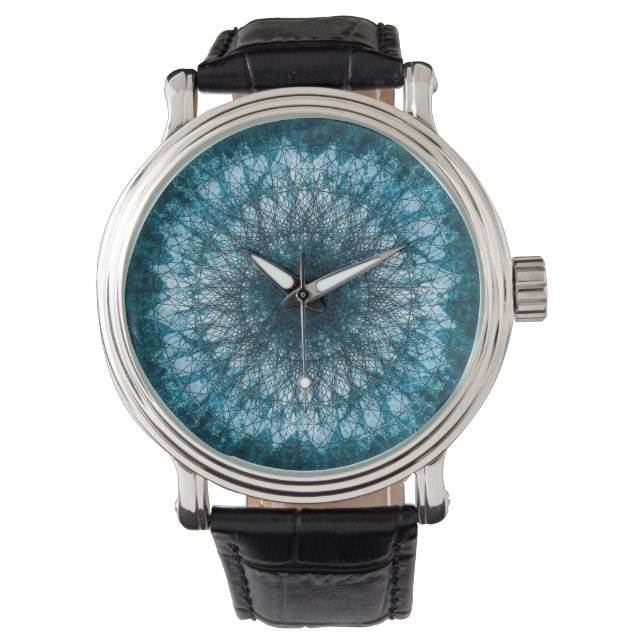 Indigo Blue Mandala Horloge (Voorkant)