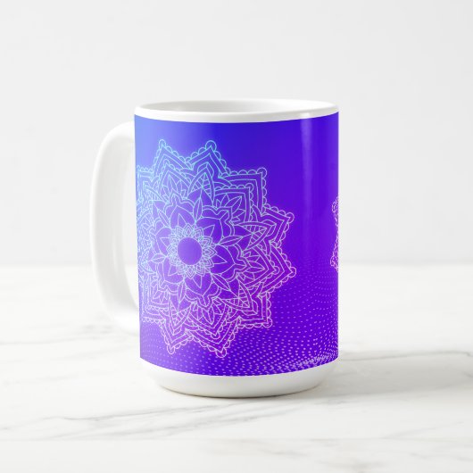 Indigo blue mandala mok (Voorkant links)