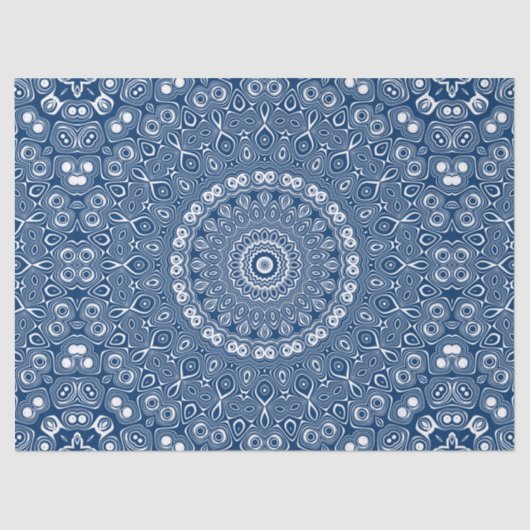 Indigo Blue Mandala Pattern Tissuepapier (Voorkant)