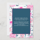 Indigo Blue met roze rozen als uitnodiging tot huw (Achterkant)