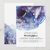 Indigo Blue Modern Waterverf Crystals Baby shower Kaart (Voorkant / Achterkant)