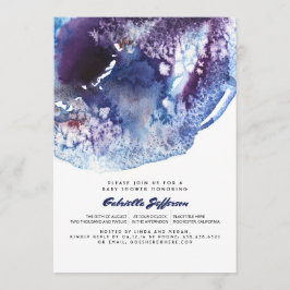 Indigo Blue Modern Waterverf Crystals Baby shower Kaart