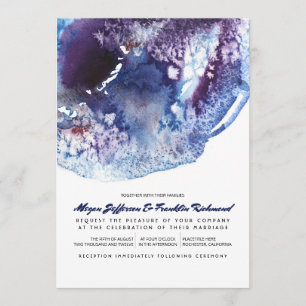 Indigo Blue Modern Waterverf Wedding Kaart