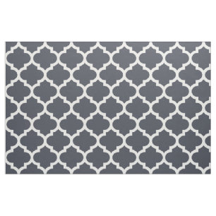 Indigo Blue Moroccan Quatrefoil Trellis Fabric Stof