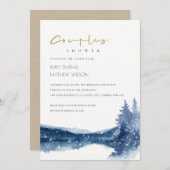 INDIGO BLUE MOUNTAIN LAKE COUPLES SHOWER INVITE BEDANKKAART (Voorkant / Achterkant)