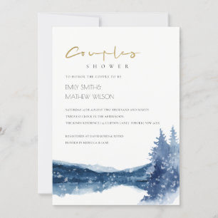 INDIGO BLUE MOUNTAIN LAKE COUPLES SHOWER INVITE BEDANKKAART