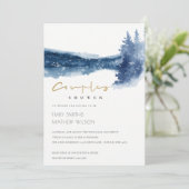 INDIGO BLUE MOUNTAIN LAKE COUPLES SHOWER INVITE BEDANKKAART (Staand voorkant)