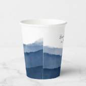 Indigo Blue Ombre Waterverf Wedding | Shower Papieren Bekers (Rechts)