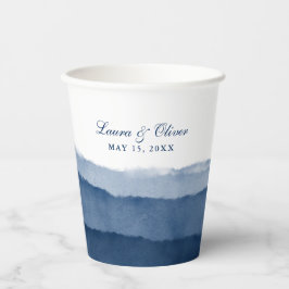 Indigo Blue Ombre Waterverf Wedding | Shower Papieren Bekers