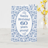 Indigo Blue op White Floral 60th Birthday Kaart (Gele Bloem)