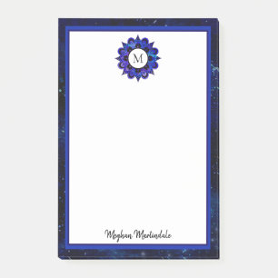 Indigo Blue Outer Space Galaxy Mandala Monogram Post-it® Notes